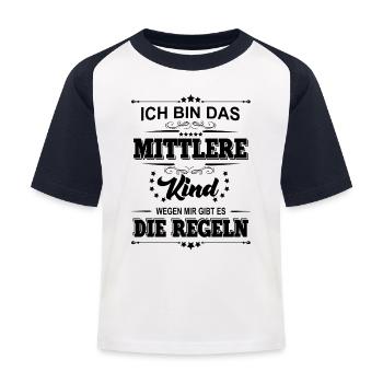 ich bin das mittlere Kind wegen mir gibt es die - Kinder Baseball T-Shirt - Weiß/Navy - Vorne