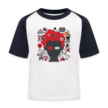 Geek 02 R - Kinder Baseball T-Shirt - Weiß/Navy - Vorne