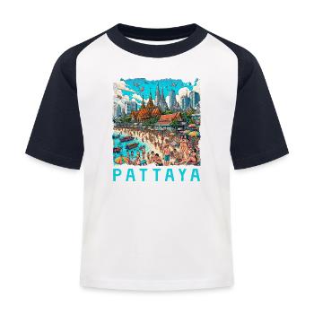 Pattaya Thailand Strand Design - Kinder Baseball T-Shirt - Weiß/Navy - Vorne
