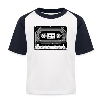 Cassette audio design rétro noir - T-shirt baseball Enfant - blanc/marine - Devant