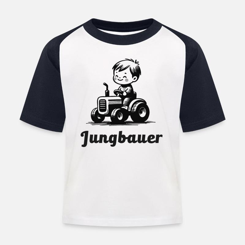 jungbauer nachwuchs bauernhof bauer babygeschenk - Kinder Baseball T-Shirt - Weiß/Navy