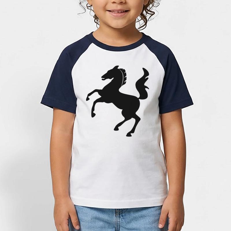 Pferd Symbol dynamisch springend Kinder Baseball T-Shirt