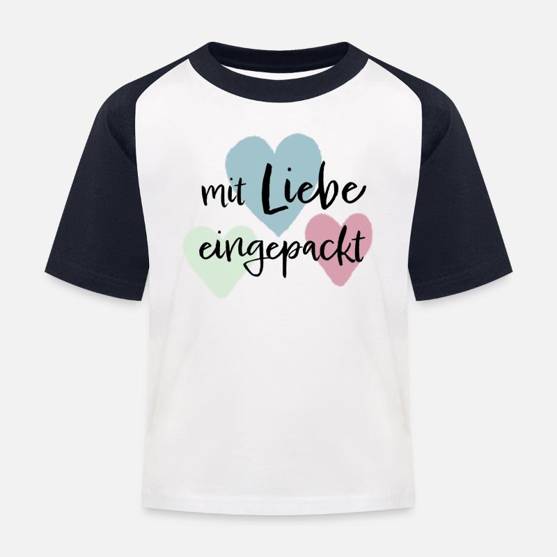 Mit liebe eingepackt - Kinder Baseball T-Shirt - Weiß/Navy