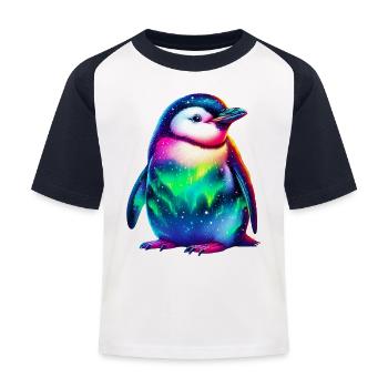 Aurora Borealis Pinguin - Kinder Baseball T-Shirt - Weiß/Navy - Vorne
