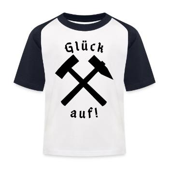 Glück auf! - Kinder Baseball T-Shirt - Weiß/Navy - Vorne