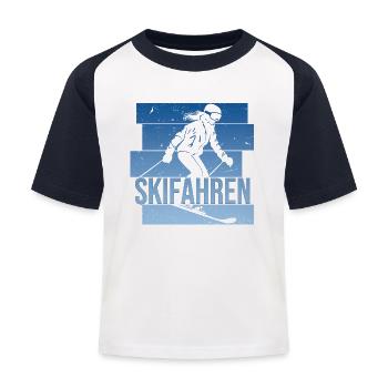 Skifahren - Kinder Baseball T-Shirt - Weiß/Navy - Vorne