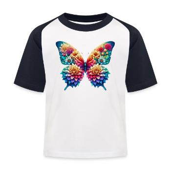 Butterfly flowers dahlia dahlias dahlia - Kids' Baseball T-Shirt - white/navy - Front