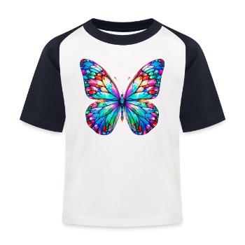 Schmetterling - Kinder Baseball T-Shirt - Weiß/Navy - Vorne
