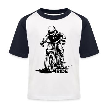 Motorrad Racing Caferacer Ride Biker Streetfighter - Kinder Baseball T-Shirt - Weiß/Navy - Vorne