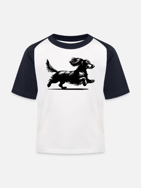 Dackel - Kinder Baseball T-Shirt - Weiß/Navy