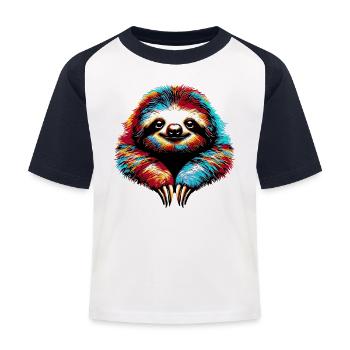 Paresse - T-shirt baseball Enfant - blanc/marine - Devant