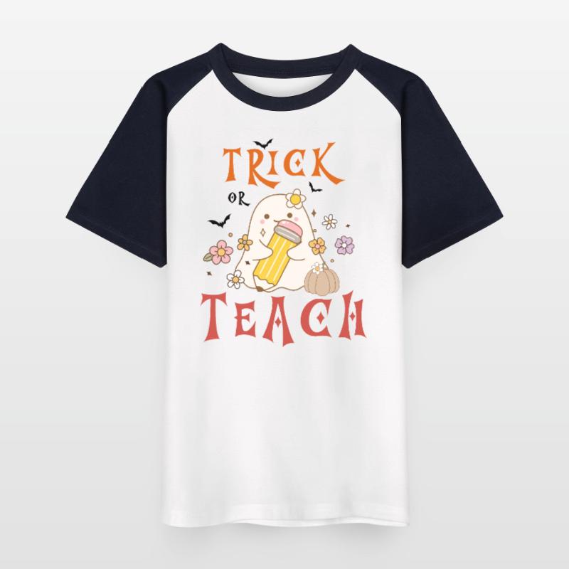 Halloween-Lehrer austricksen oder unterrichten Kinder Baseball T-Shirt