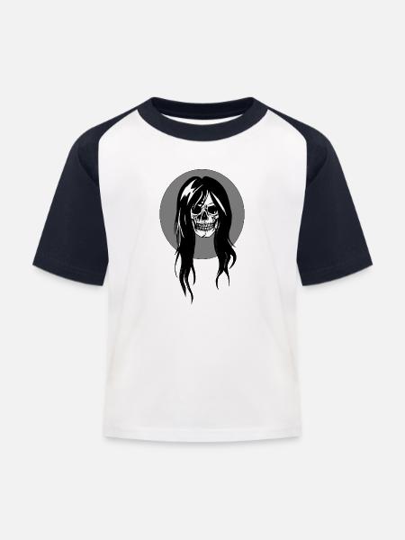 Weiblicher Schädel - Kinder Baseball T-Shirt - Weiß/Navy