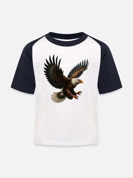 Adler - Kinder Baseball T-Shirt - Weiß/Navy