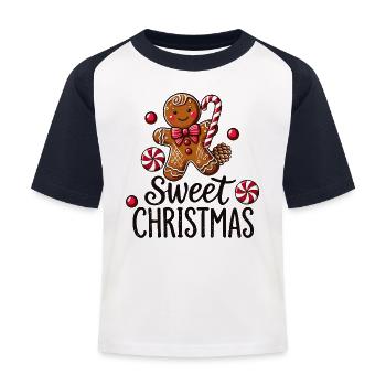 Joyeux bonhomme en pain d’épice avec canne à sucre - T-shirt baseball Enfant - blanc/marine - Devant