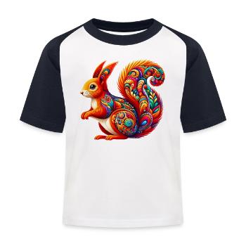 Eichhörnchen - Kinder Baseball T-Shirt - Weiß/Navy - Vorne