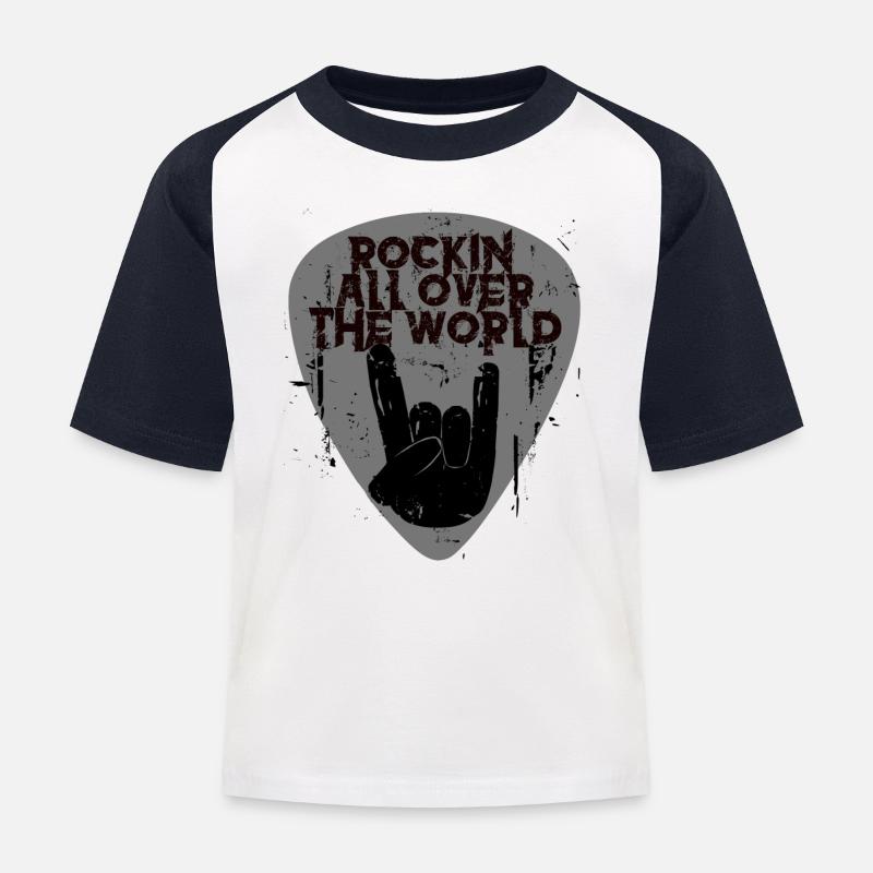Rock'n'Roll - Kinder Baseball T-Shirt - Weiß/Navy