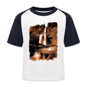 Natürlicher Wasserfall in Erdtönen - Kinder Baseball T-Shirt - Weiß/Navy - Vorne
