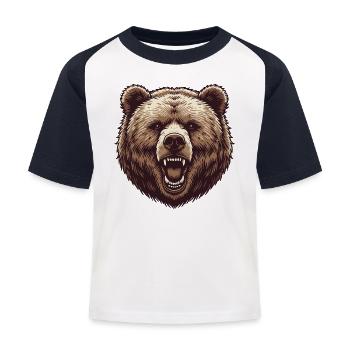 Grizzly - Kinder Baseball T-Shirt - Weiß/Navy - Vorne
