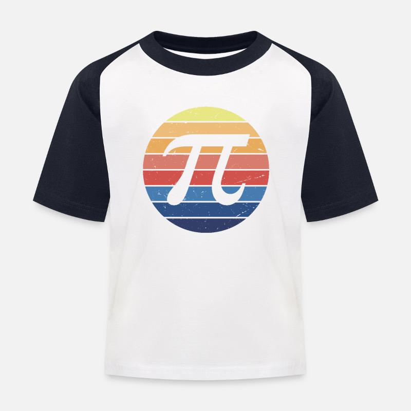Math Pi Retro - Kids' Baseball T-Shirt - white/navy