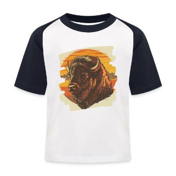 Bison - Kinder Baseball T-Shirt - Weiß/Navy - Vorne