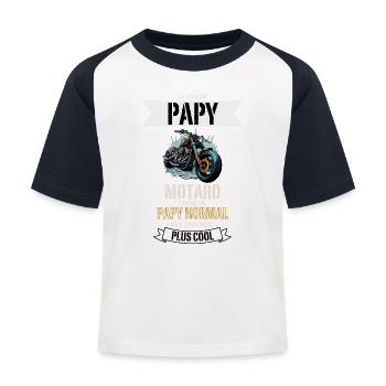Papy Motard Plus Cool - T-shirt baseball Enfant - blanc/marine - Devant