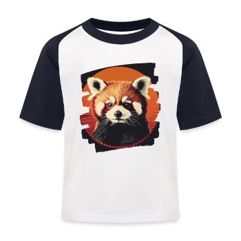 Panda roux rétro - T-shirt baseball Enfant - blanc/marine - Devant