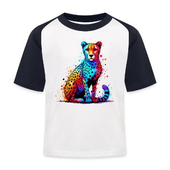 Gepard - Kinder Baseball T-Shirt - Weiß/Navy - Vorne