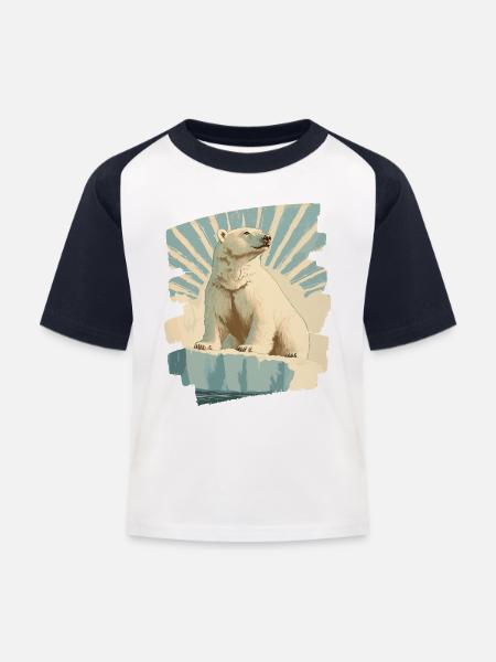 Eisbär - Kinder Baseball T-Shirt - Weiß/Navy
