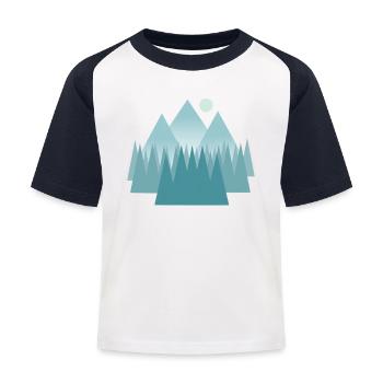 Astral mountain landscape in blue tones - Kids' Baseball T-Shirt - white/navy - Front