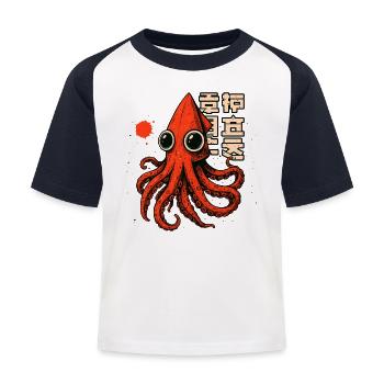 TINTENFISCH-TSHIRT - Kinder Baseball T-Shirt - Weiß/Navy - Vorne