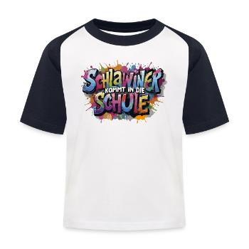 Schlawiner kommt in die Schule Schulkind Geschenk - Kinder Baseball T-Shirt - Weiß/Navy - Vorne