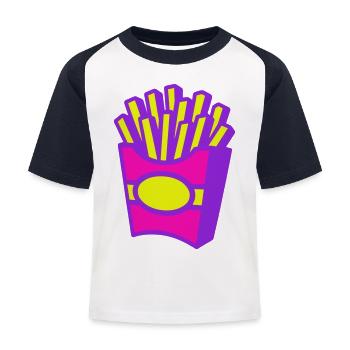 Pommes Pop-Art - Kinder Baseball T-Shirt - Weiß/Navy - Vorne