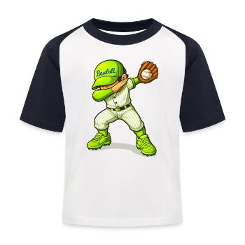 Baseball Baseball-Spieler - Kinder Baseball T-Shirt - Weiß/Navy - Vorne