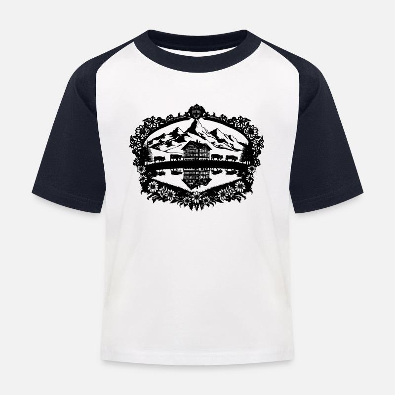 Gletschersee Schwarz - Kinder Baseball T-Shirt - Weiß/Navy
