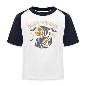Sensenmann-Badeente mit lustigem Spruch Motiv - Kinder Baseball T-Shirt - Weiß/Navy - Vorne