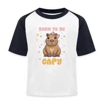 Geboren, um Capy Illustration zu sein - Kinder Baseball T-Shirt - Weiß/Navy - Vorne