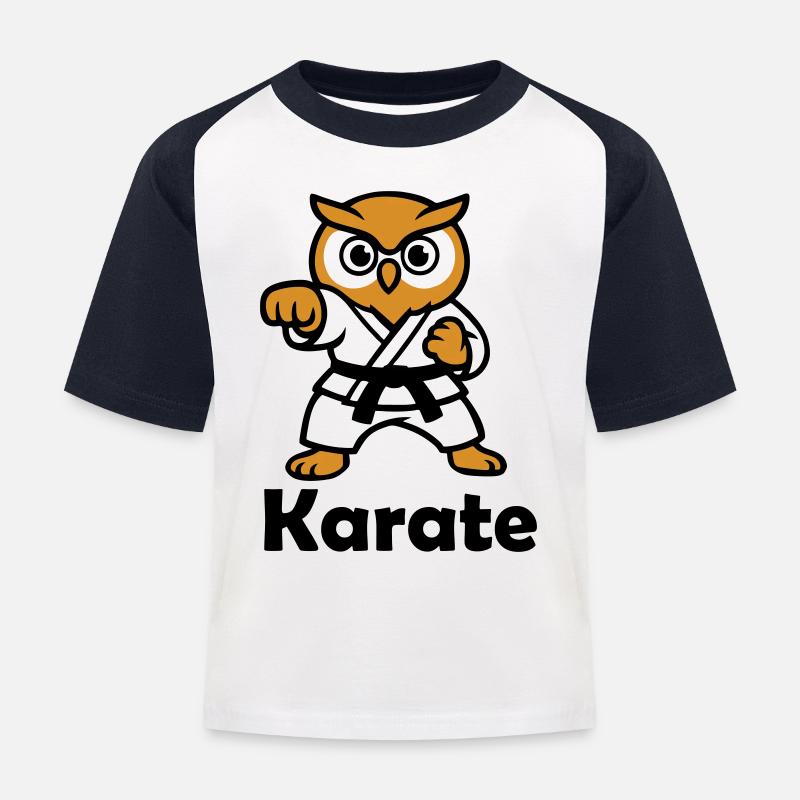 Hibou de karaté - T-shirt baseball Enfant - blanc/marine