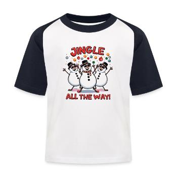 Disco Snowmen – Jingle All the Way - Kids' Baseball T-Shirt - white/navy - Front