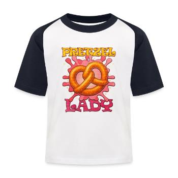 Bretzel coloré avec le slogan d’une fille - T-shirt baseball Enfant - blanc/marine - Devant