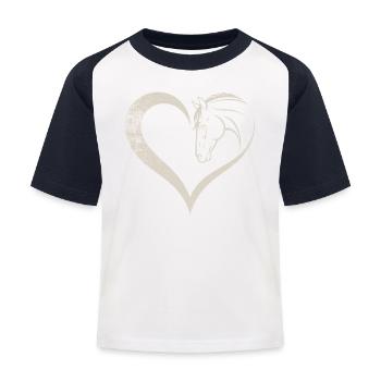 Conception de silhouette de cœur et de cheval - T-shirt baseball Enfant - blanc/marine - Devant