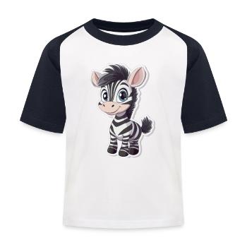 Zebra - Kinder Baseball T-Shirt - Weiß/Navy - Vorne