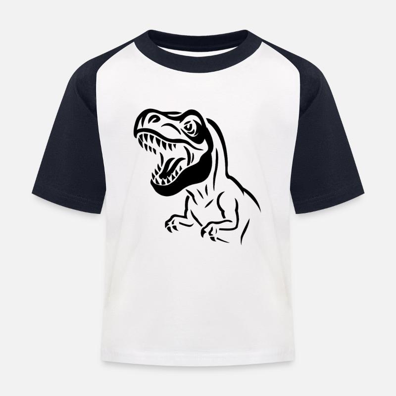 Morsure Dino Silhouette Rex - T-shirt baseball Enfant - blanc/marine