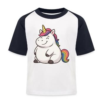 Conception de dessin animé licorne drôle - T-shirt baseball Enfant - blanc/marine - Devant