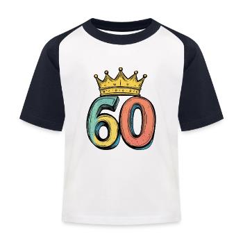 60 Zahl Krone - Kinder Baseball T-Shirt - Weiß/Navy - Vorne