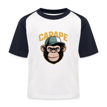 Singe Capape avec casquette de baseball style urbain de rue - T-shirt baseball Enfant - blanc/marine - Devant