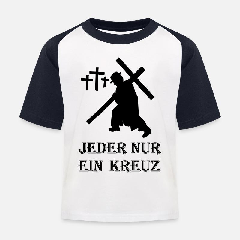 DER kleine PATE - Jeder nur ein Kreuz - Kinder Baseball T-Shirt - Weiß/Navy