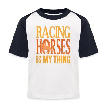 Racing Horses Fan Humor Equestrian Lifestyle - Kids' Baseball T-Shirt - white/navy - Front