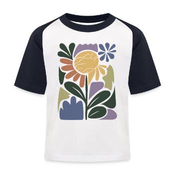 Colourful flower composition - Kids' Baseball T-Shirt - white/navy - Front
