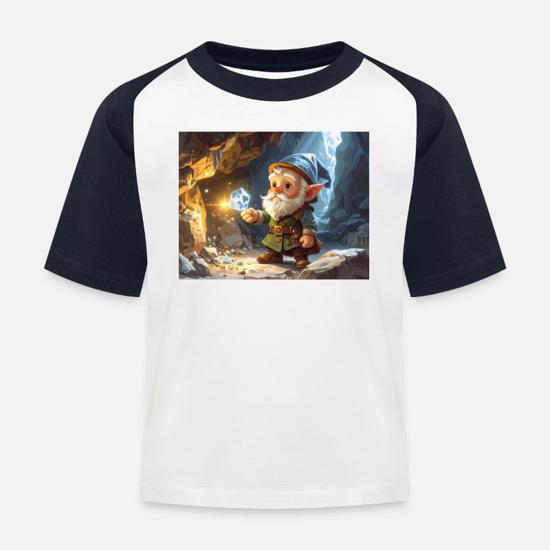 Kristallgnom Höhlenfunken - Kinder Baseball T-Shirt - Weiß/Navy